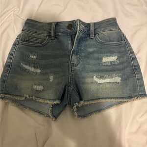 Distressed Denim Blue Women Shorts